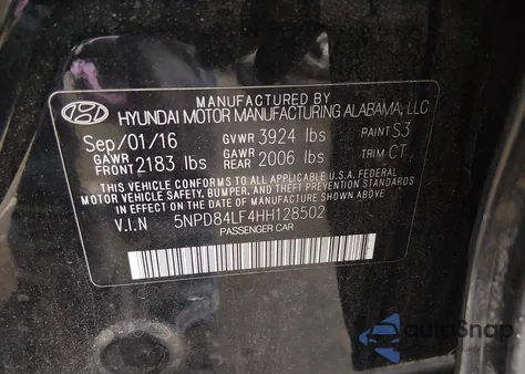 2017 Hyundai Elantra Limited z USA, uszkodzony, nr VIN 5NPD84LF4HH128502